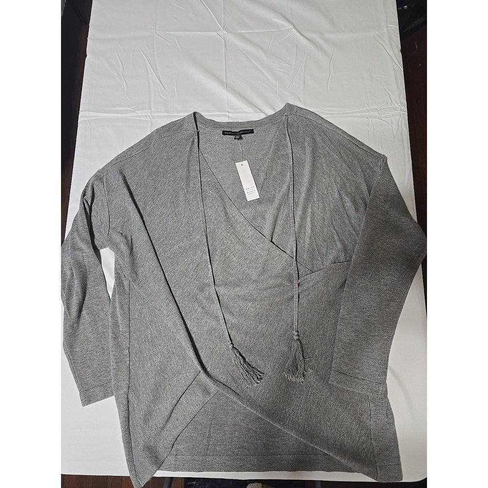 New‎ White House BLACK Market Women's Gray Large Blouse Top Wool Cashmere